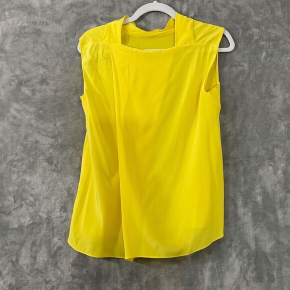 MM Lafleur 100% Silk Sleeveless Tank Top women XS yellow mock neck - Picture 2 of 9